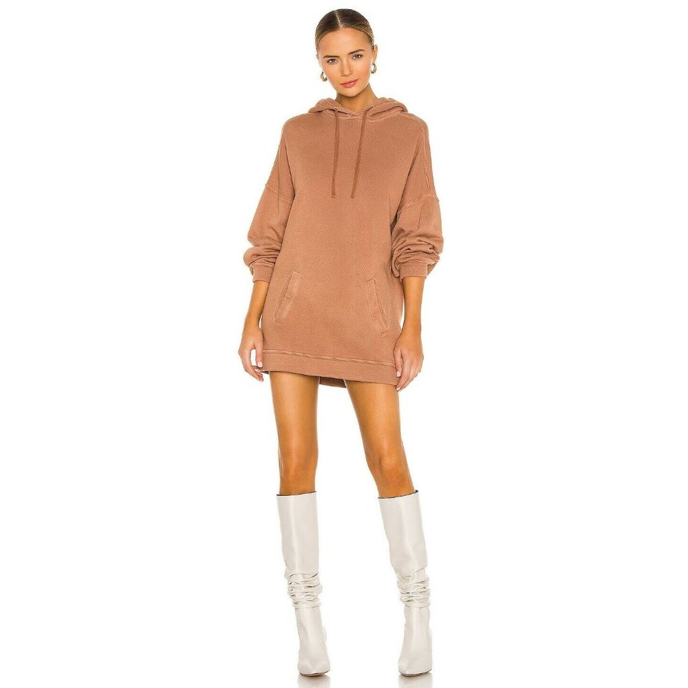 Lovers and Friends Oversized Hoodie Dress Mocha Pocket Nude Women in XXS - XL
